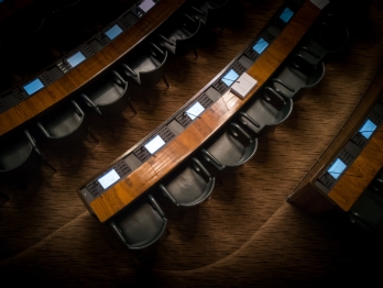 Above shot of empty congressional hall